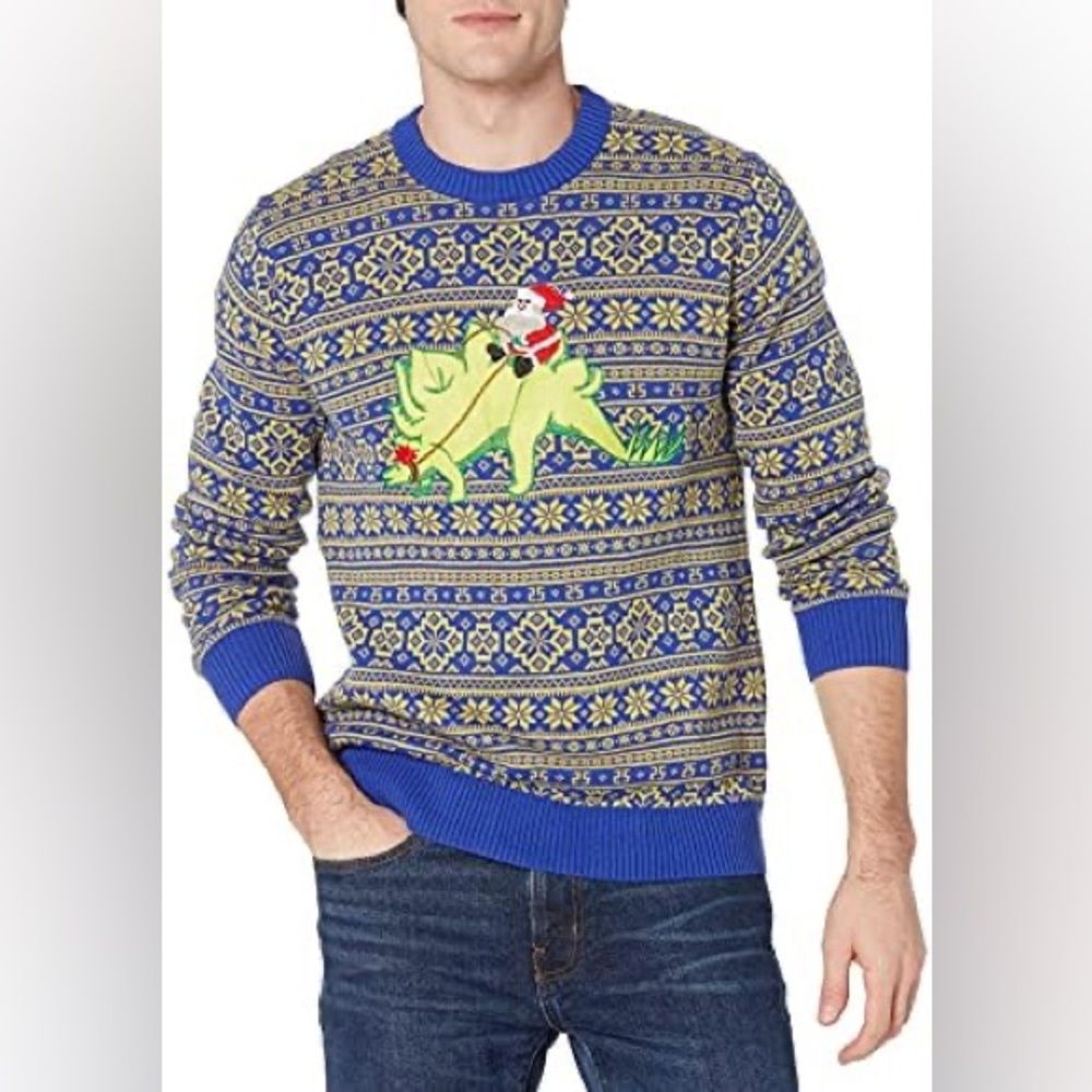 Alex Stevens Santa Dinosaur Crewneck Sweater Size XL